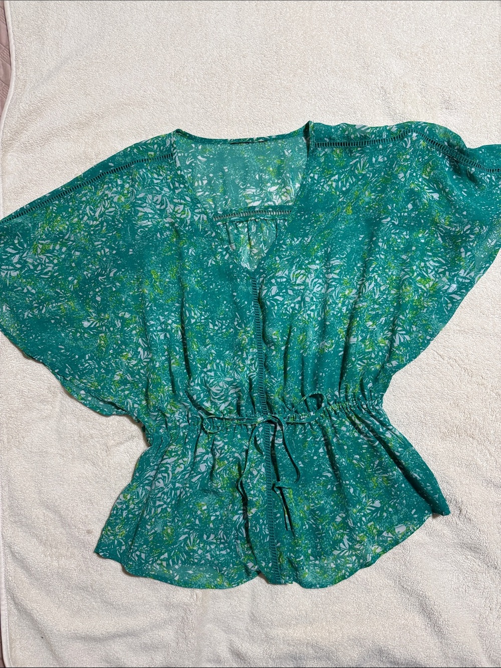 Cato Green Floral Tie-Waist Tunic